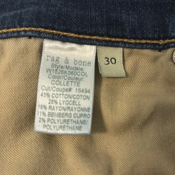 rag & bone Collette Capri jeans SZ 30 distressed dark rinse skinny leg soft - Picture 6 of 13